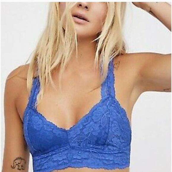 NWT Free People Lace Racerback Bra Galloon Blue - Picture 1 of 6